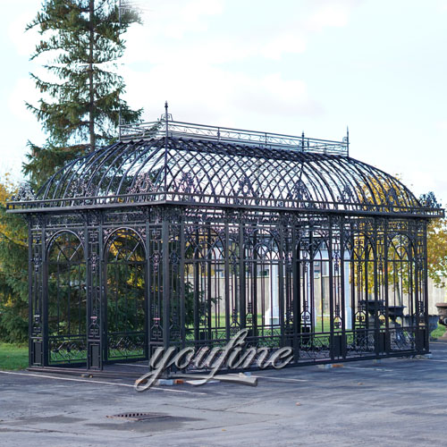 Best price large outdoor black wrought iron metal roof pavilion for sale