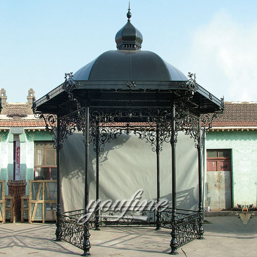 Buying small outdoor patio round hardtop gazebo with glass design