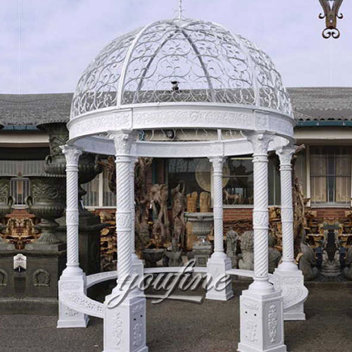 Buying outdoor small white marble metal roof gazebo for garden decor
