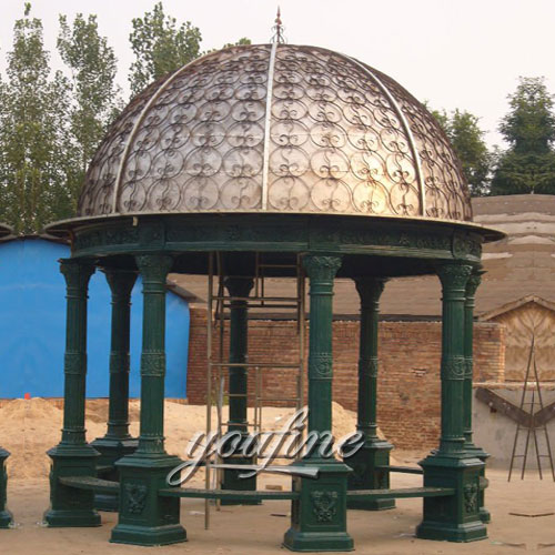 Buying Outdoor hardtop wrought iron round pavilion design for garden decor