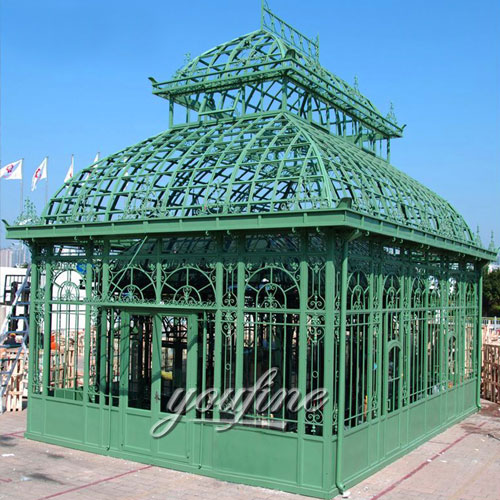 Outdoor hardtop wrought iron 4×4 garden green house for castle