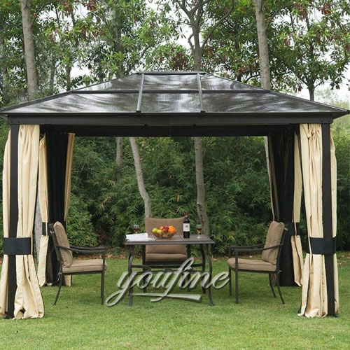 Outdoor large wrought iron hardtop 4×4 gazebo tent design for sale