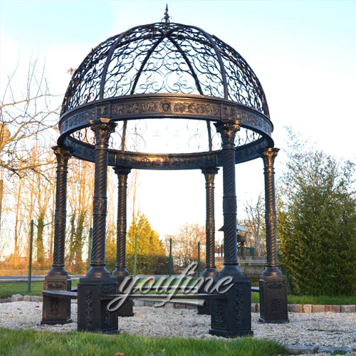 Outdoor large metal backyard small round hardtop black pergola with best price