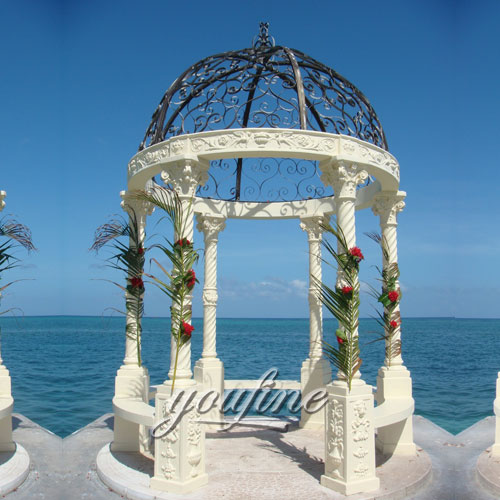 Outdoor decorative nature white marble wedding gazebo design for sale
