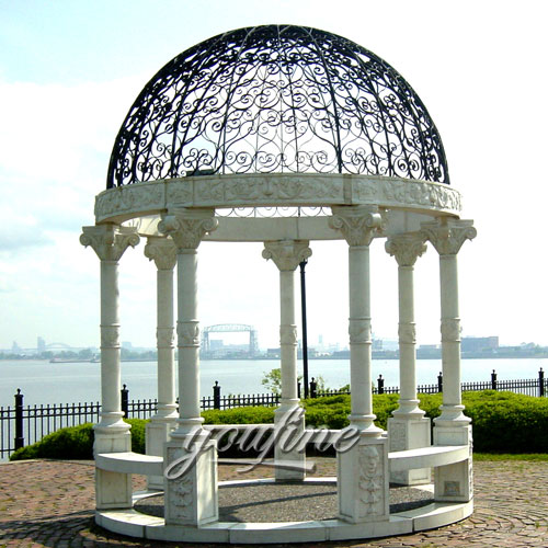 Classical design natural white marble party gazebo design for sale