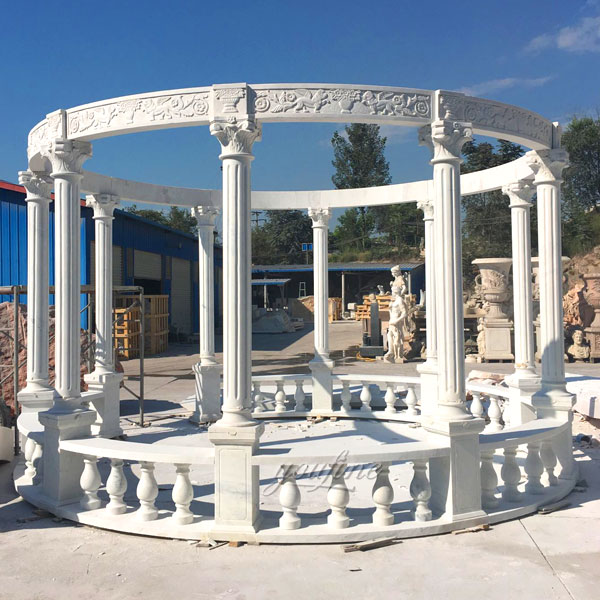 Large round marble pergola put in park for sitting
