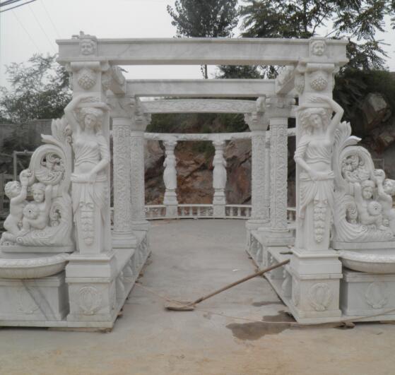 Customized large white marble pavilion made for royal park of Thailand
